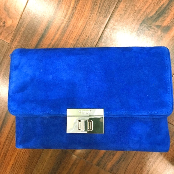 royal blue suede clutch purse